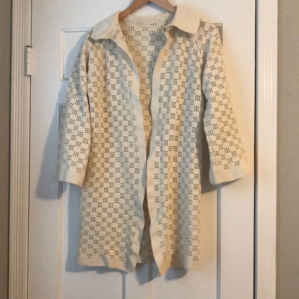 Vintage crochet cardigan duster